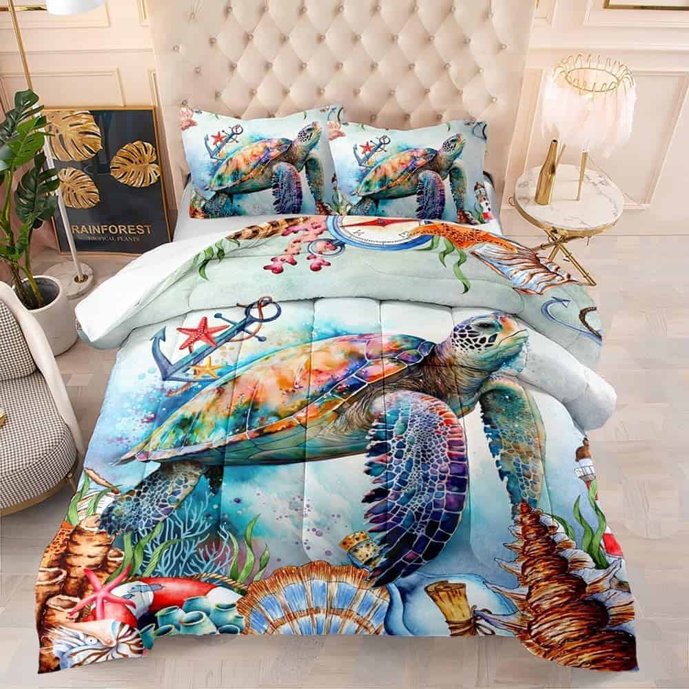 Edredón de Tortugas Marinas de Colores Hawaianos, Juego de