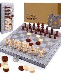 Set de Ajedrez magnético de 15", Juego de Tablero de Piel