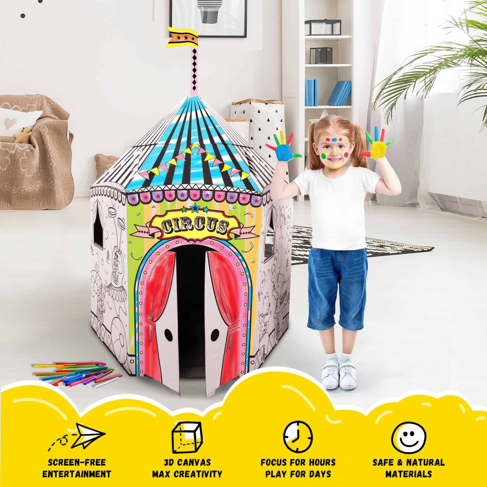 NonoTree Circus - Casita de cartón grande para colorear - Imagen 3