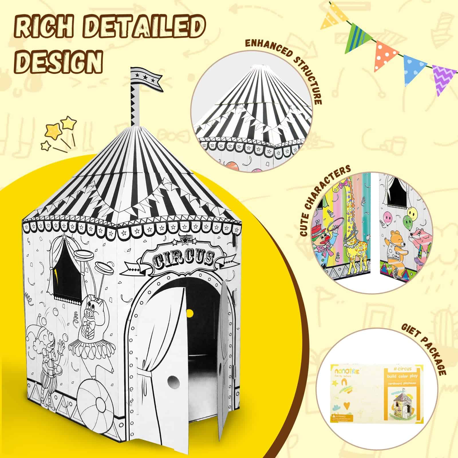NonoTree Circus - Casita de cartón grande para colorear - Imagen 8