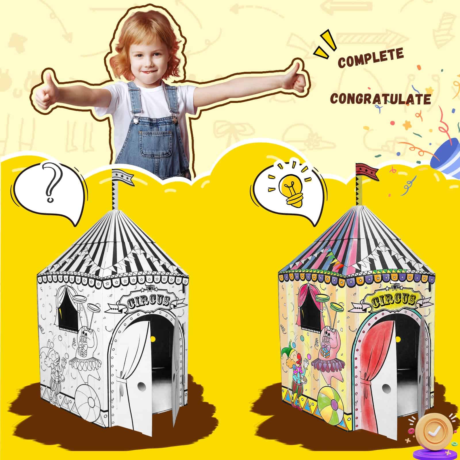 NonoTree Circus - Casita de cartón grande para colorear - Imagen 5