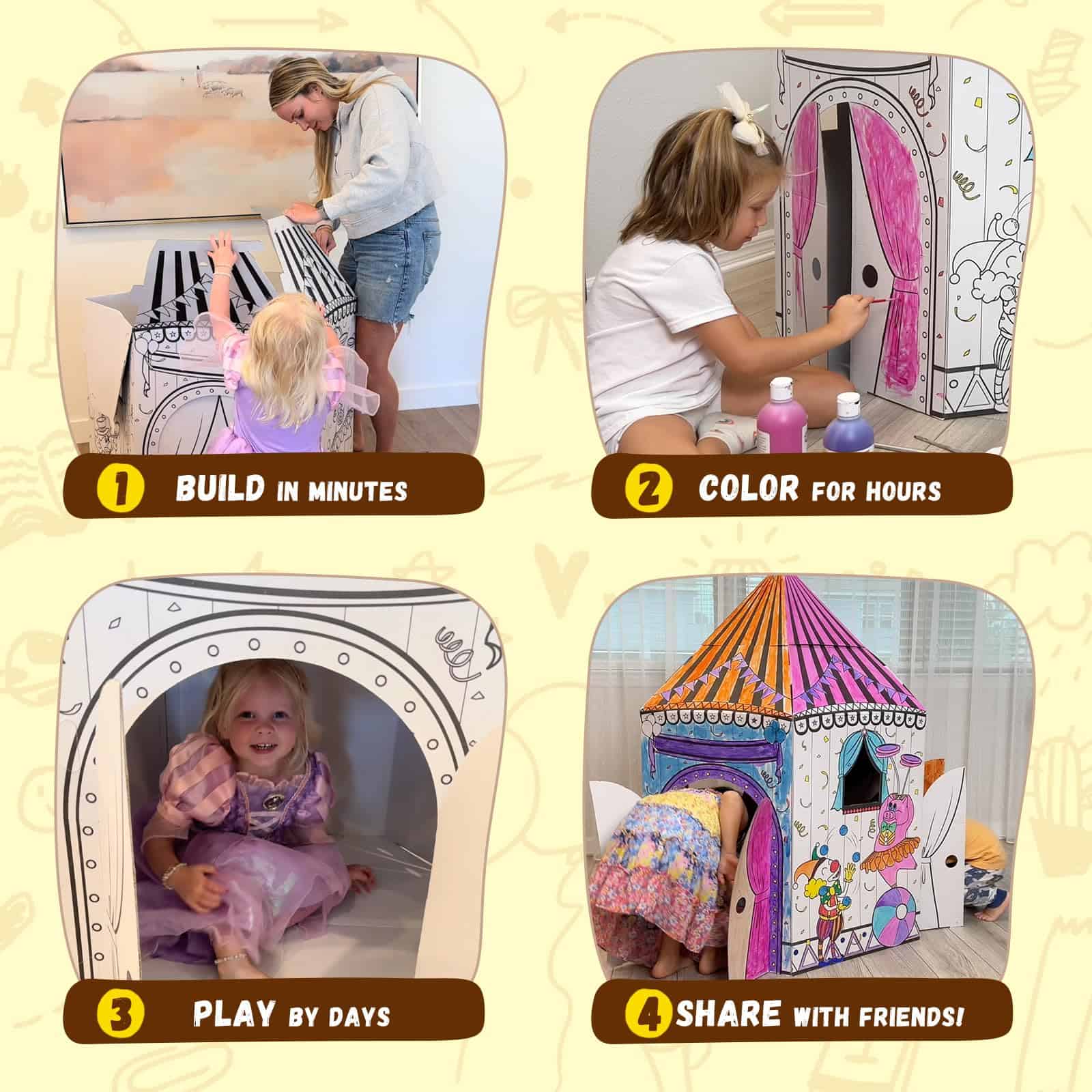 NonoTree Circus - Casita de cartón grande para colorear - Imagen 7