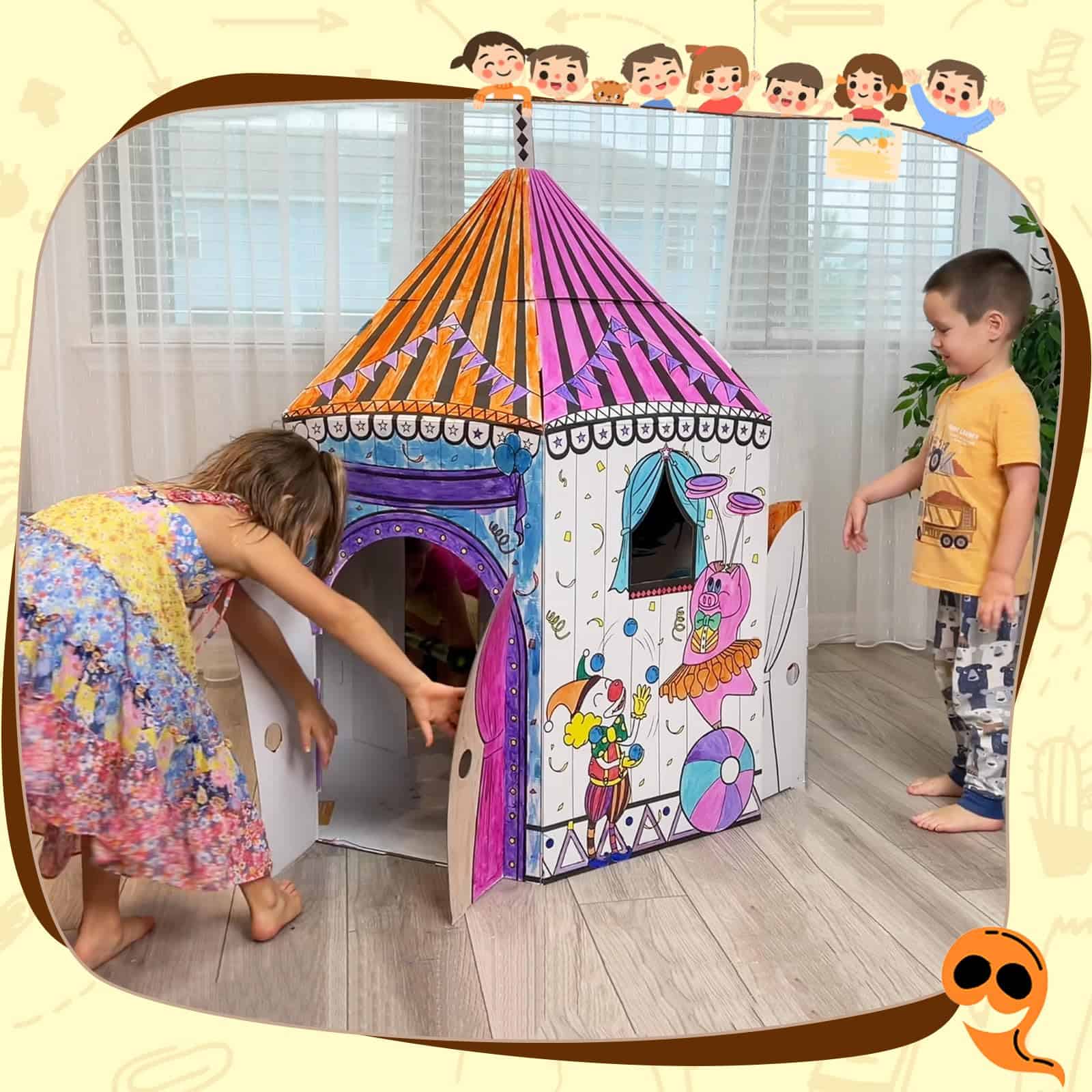 NonoTree Circus - Casita de cartón grande para colorear - Imagen 4