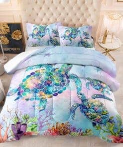 Edredón de Tortuga del Mar Colorido DYcolor, Juego de Cama