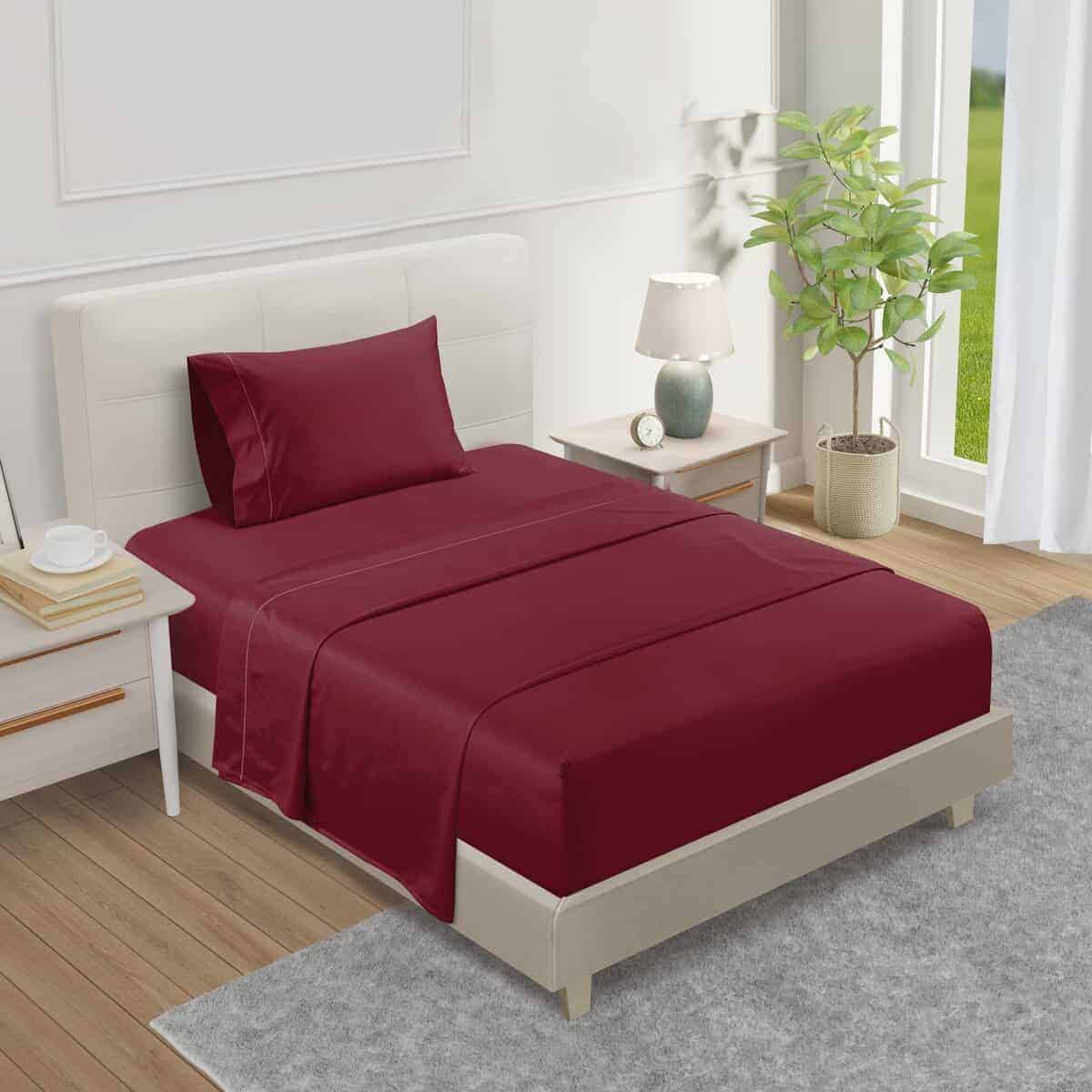 Juego de Sábanas de Algodón Egipcio de 800 -Borgoña