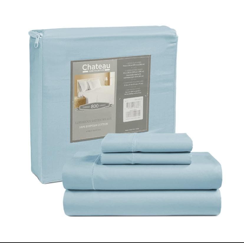 Juego de sábanas de algodón egipcio tamaño -Azul Claro