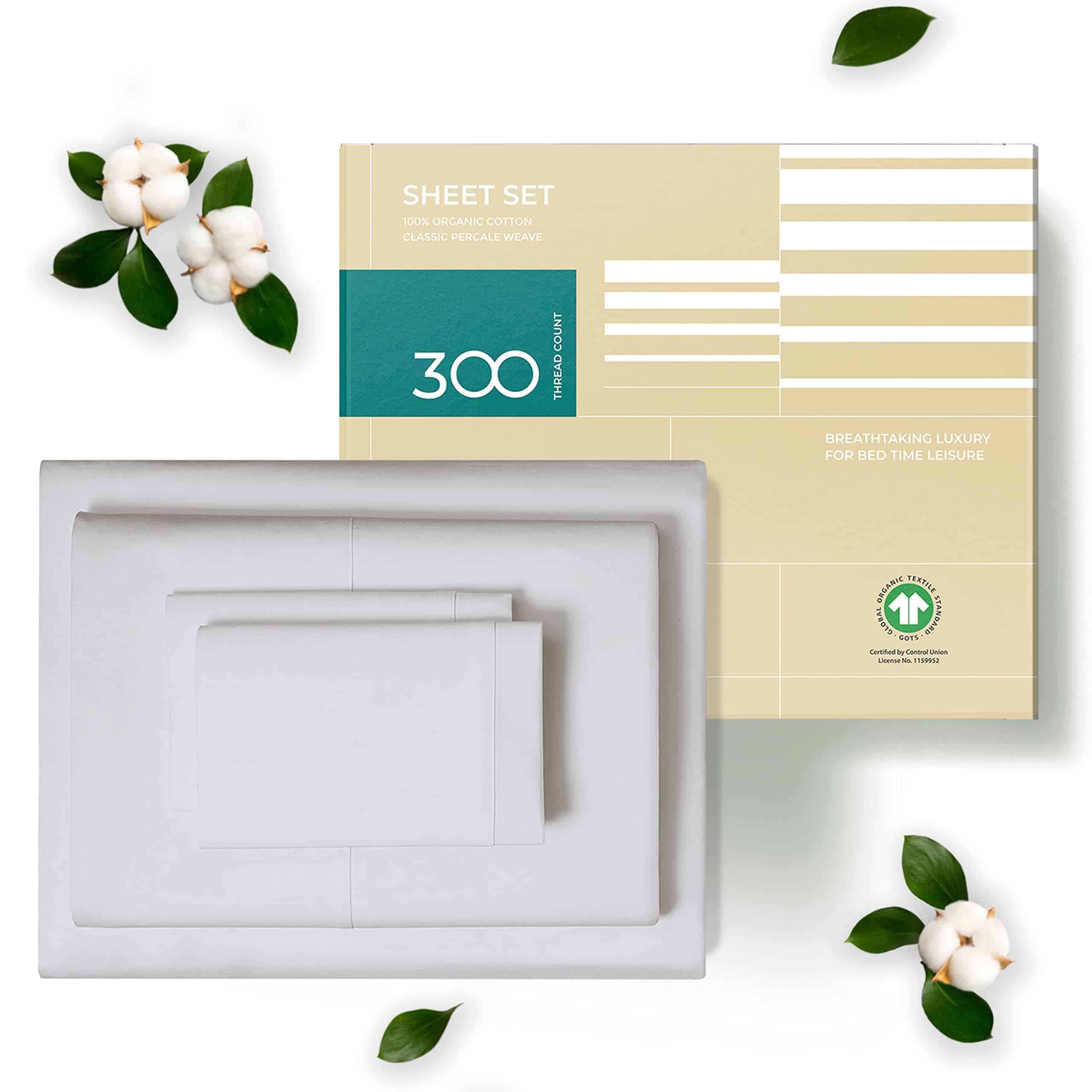 Juego de sábanas 100% algodón orgánico -Gris Claro