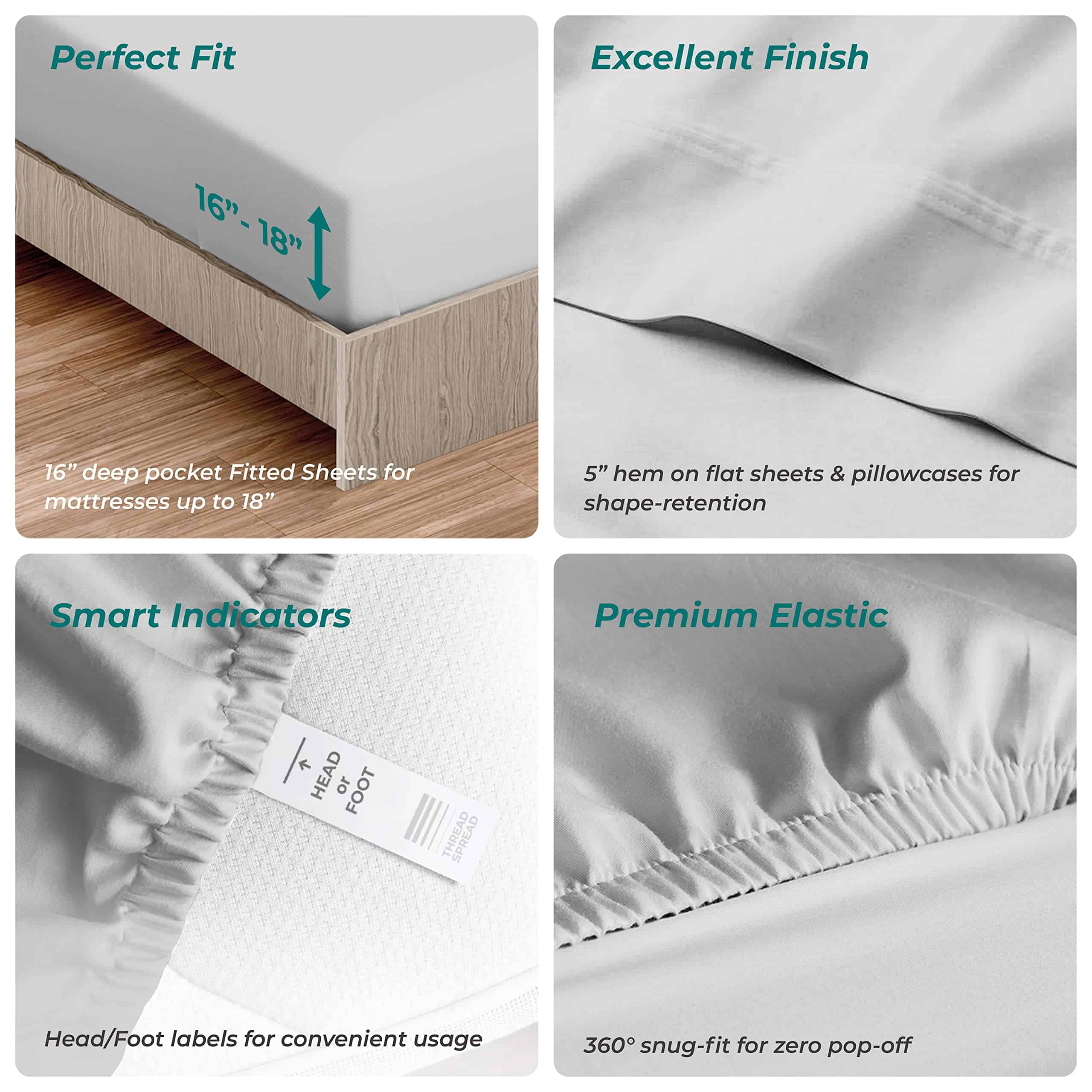 Juego de sábanas 100% algodón orgánico -Gris Claro - Imagen 7