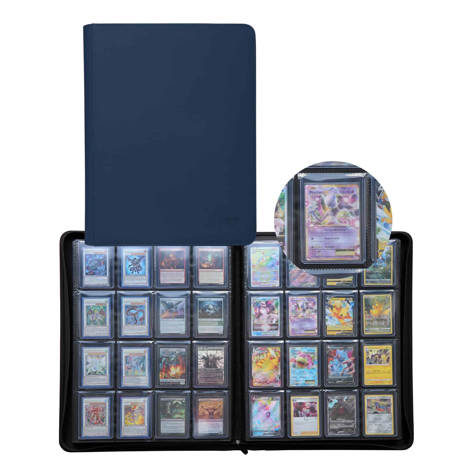 GrinOwl 16 Pocket Toploader Binder, Guarda 640 -Azul