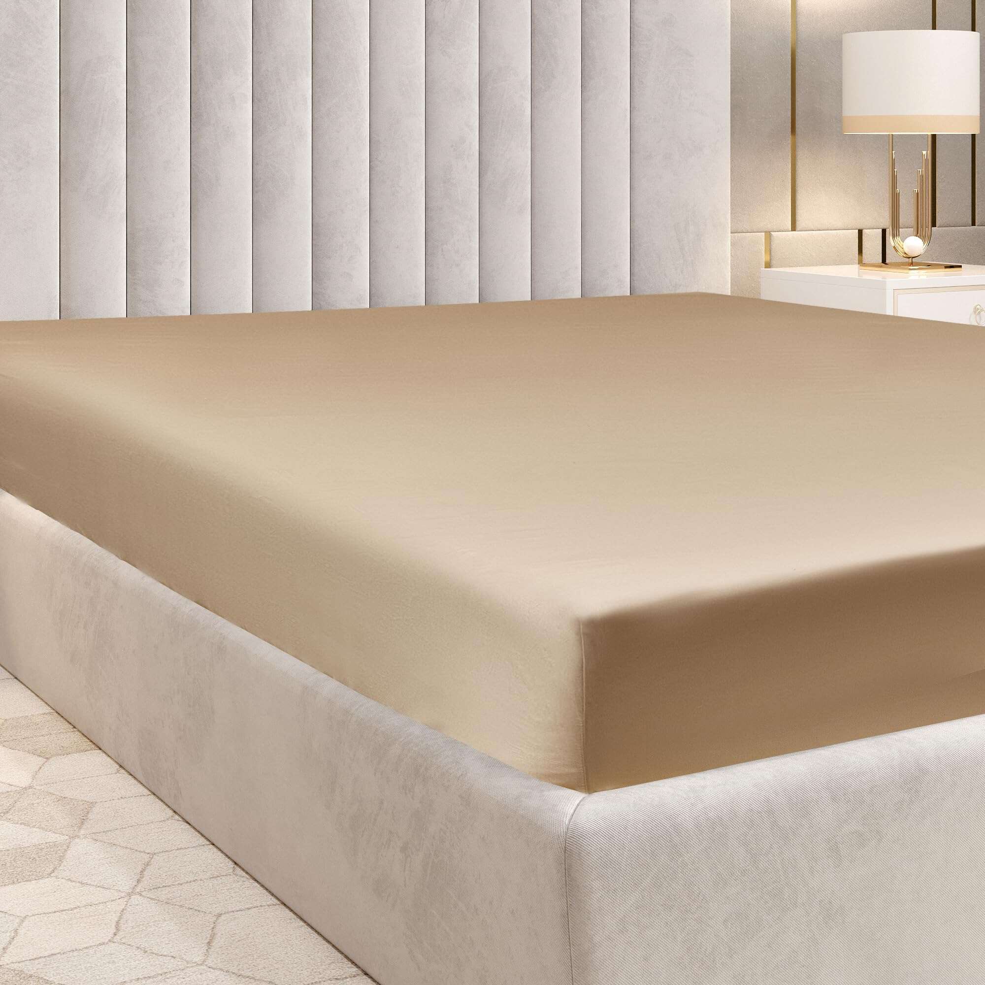 Sábana Ajustable de Lino 100% Algodón Sateen Queen Size -