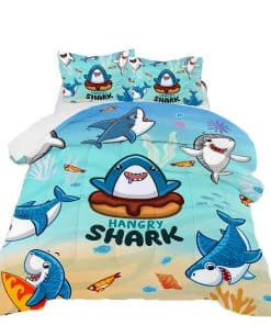 Juego de Cama 3D de Tiburón Azul Hangry para Niños,