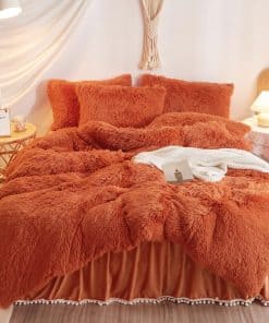 Juego de edredón esponjoso color naranja quemado de HAIHUA,