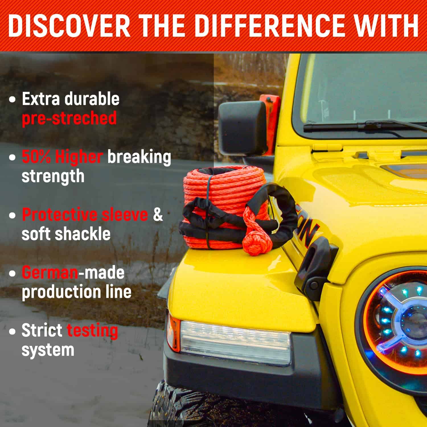 Cuerda sintética para cabrestante MiolleGear sin metal 3/8" - Imagen 5