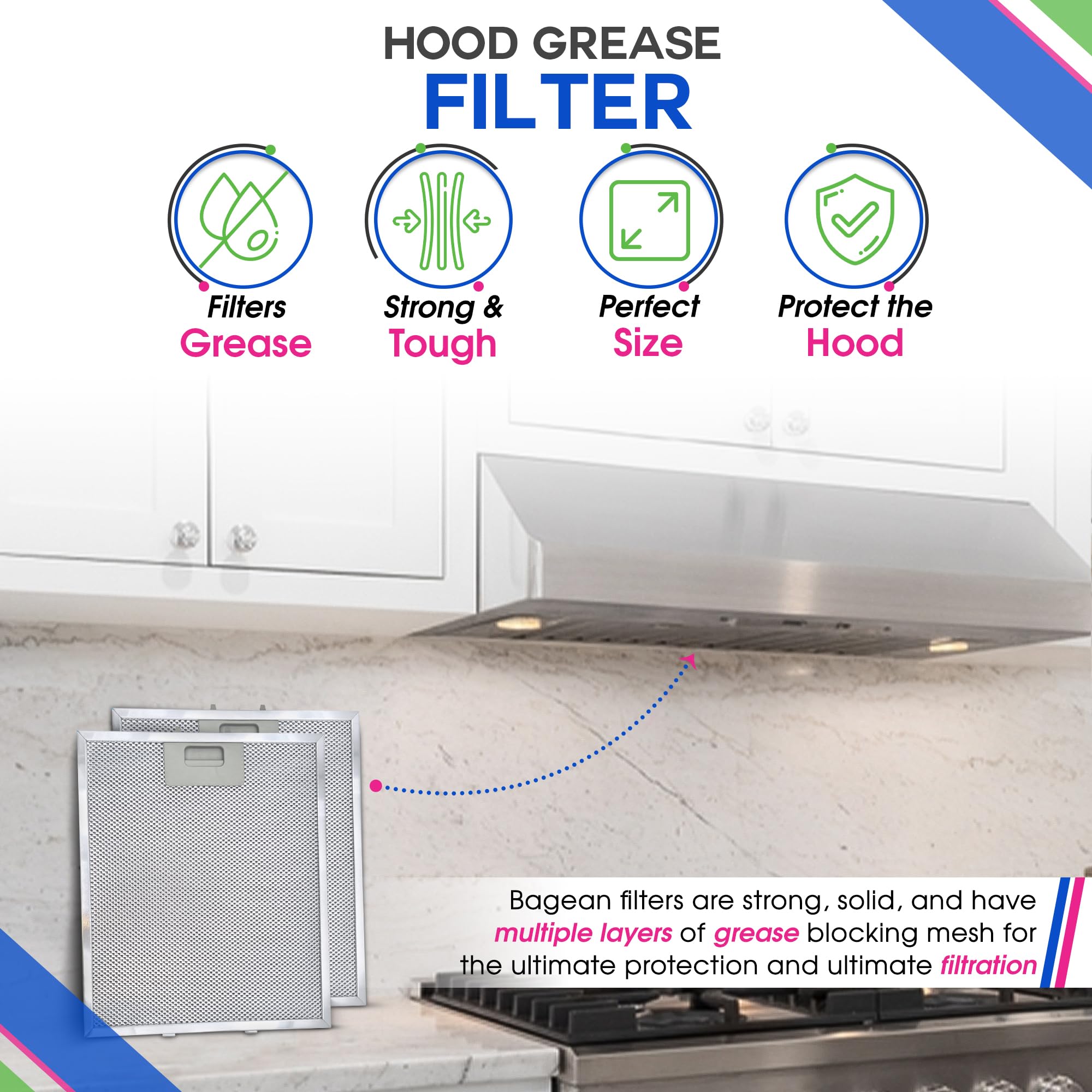 Filtro de campana Bagean 12" x 10.5" W10169961A Compatible - Imagen 3