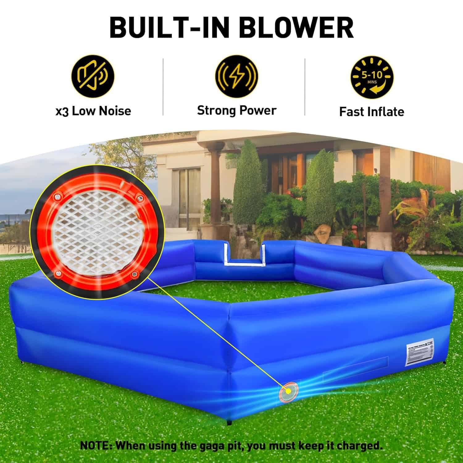 WARSUN 20FT Gaga Ball Pit Inflable con Potente Ventilador, - Imagen 5