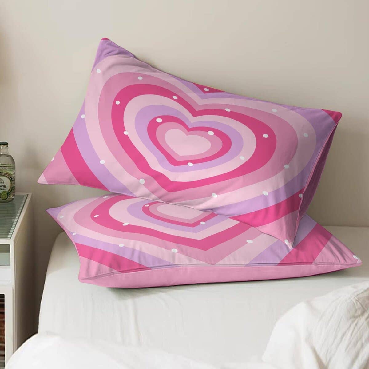 Rvciby Cute Pink Heart Duvet Cover Queen Size, Juego de - Imagen 8