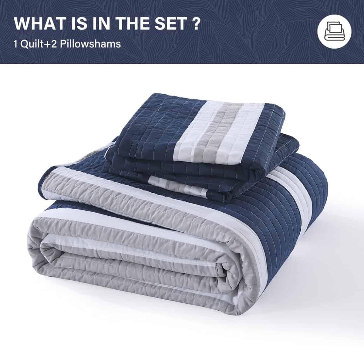 Set de Colcha King Size SahSahCasa, 100% Algodón, Colcha a - Imagen 7