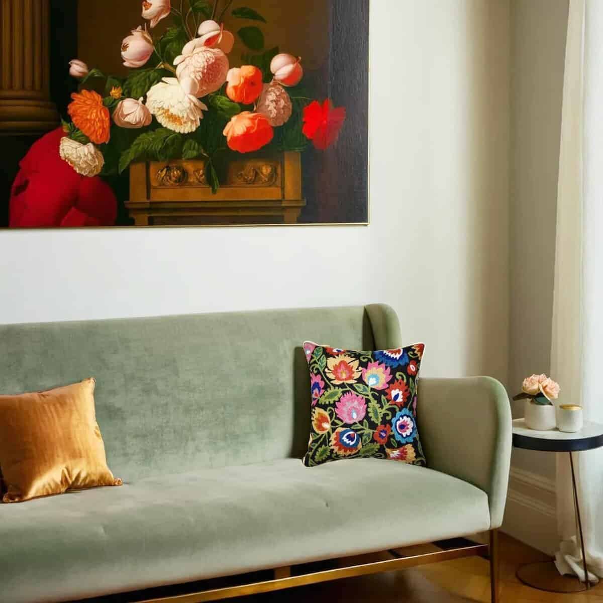 Funda de almohada floral Poland Negro Funda de cojín floral - Imagen 4