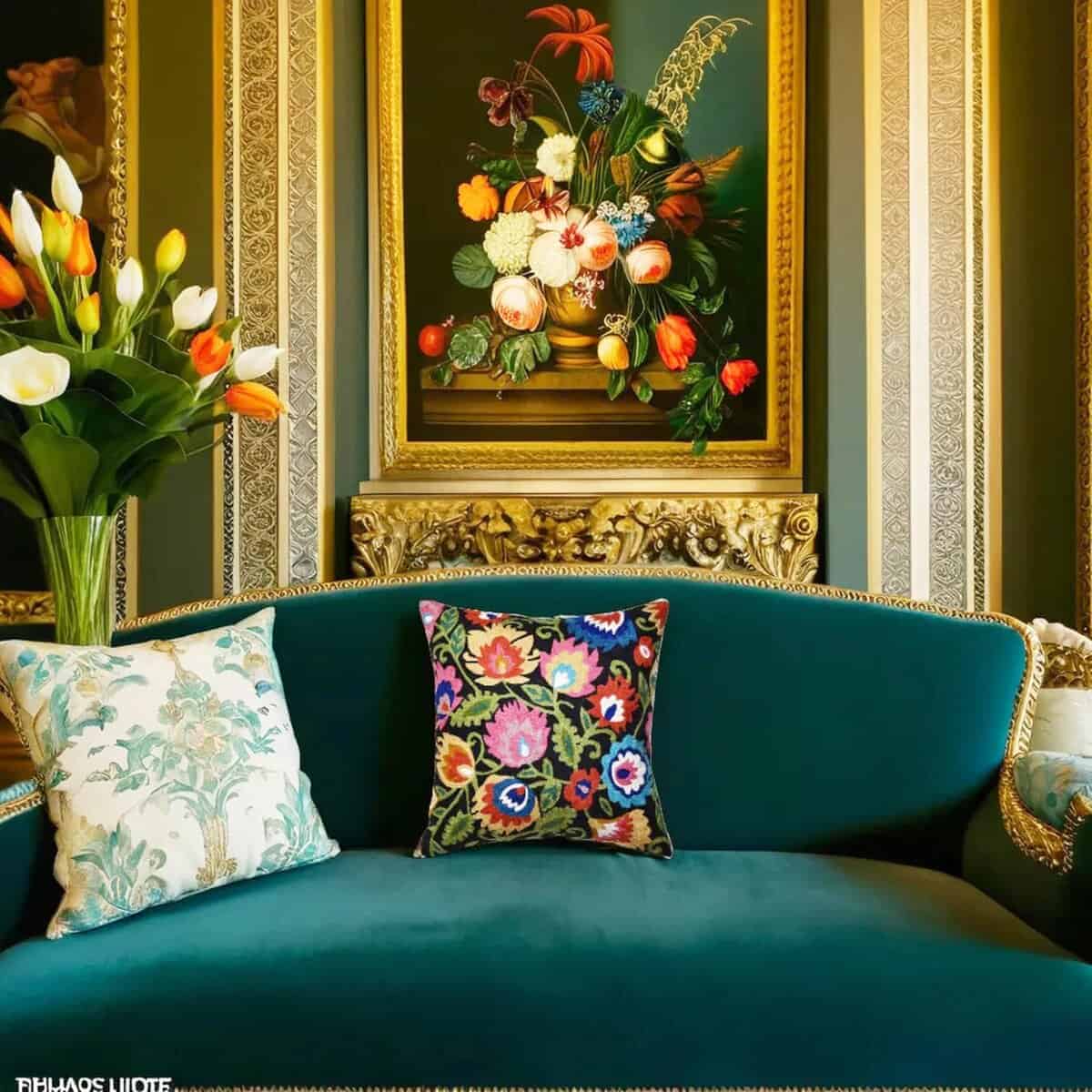 Funda de almohada floral Poland Negro Funda de cojín floral - Imagen 7