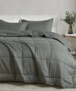 Juego de Edredón Reversible para Gemelos | -Gris Oscuro Sóli