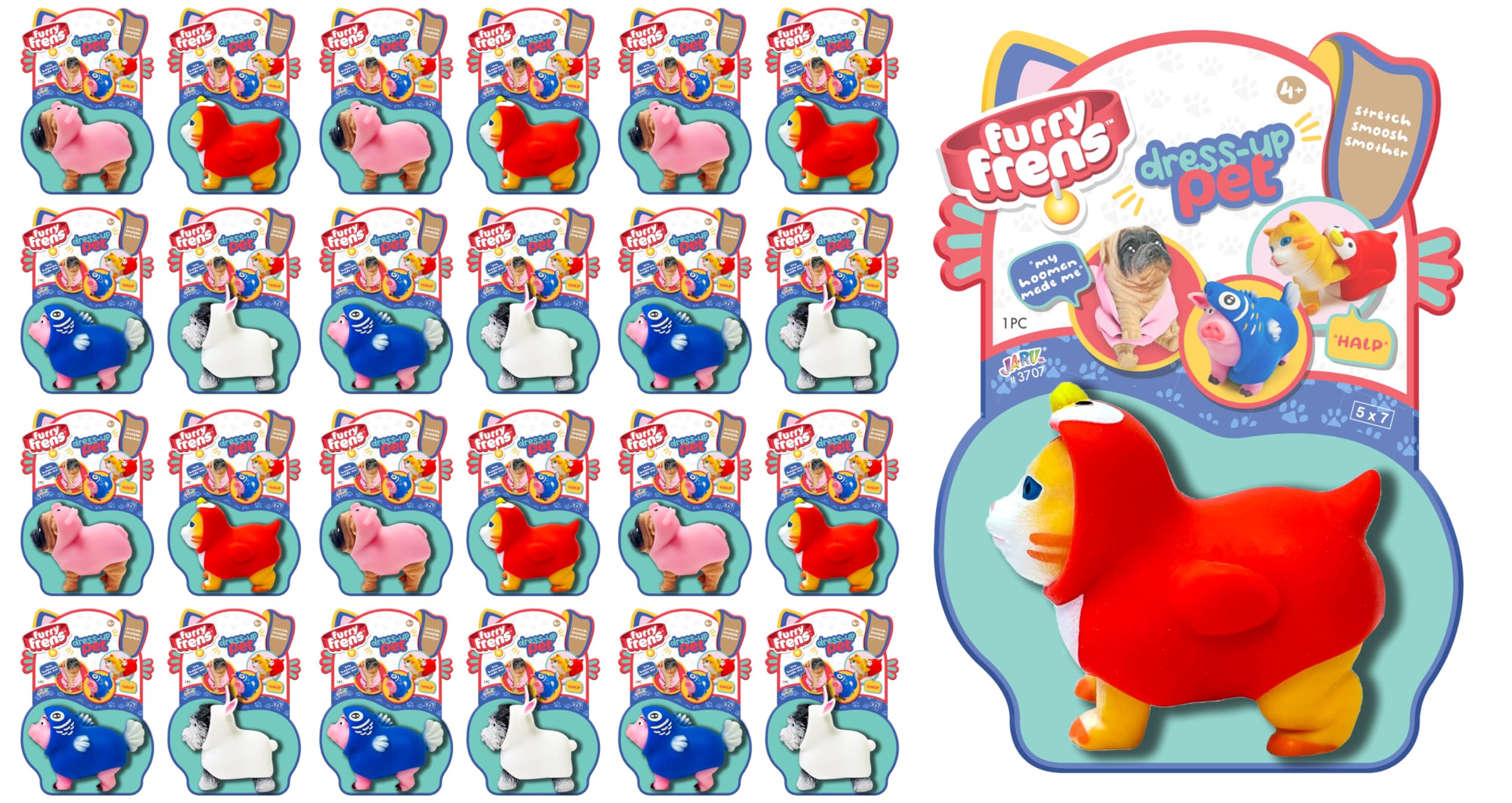 JA-RU Dress-Up Pets w/ Animal Costume Squishy Fidget Toys