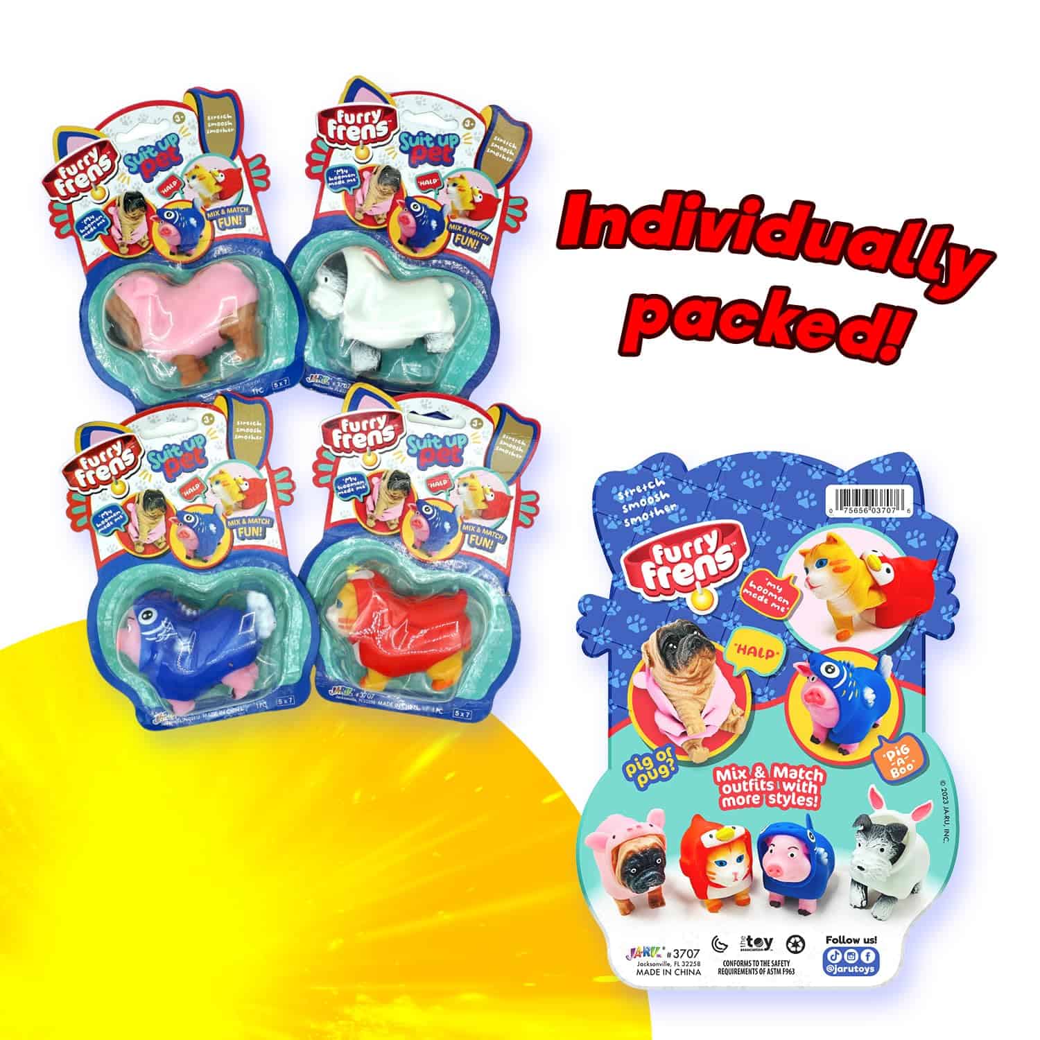 JA-RU Dress-Up Pets w/ Animal Costume Squishy Fidget Toys - Imagen 3