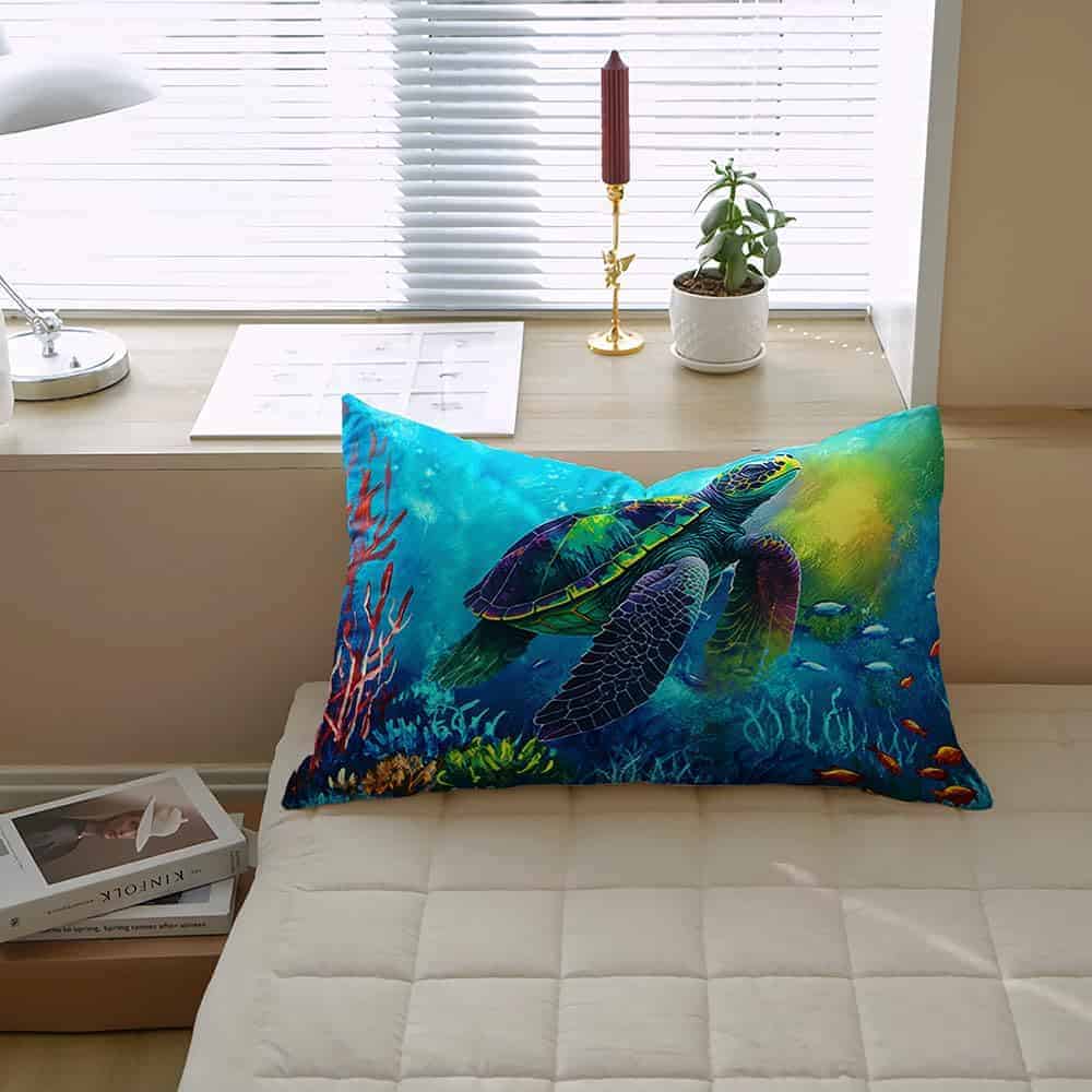 Set de Edredón de Tortuga Azul Mar Teal para Niñas Niños - Imagen 6