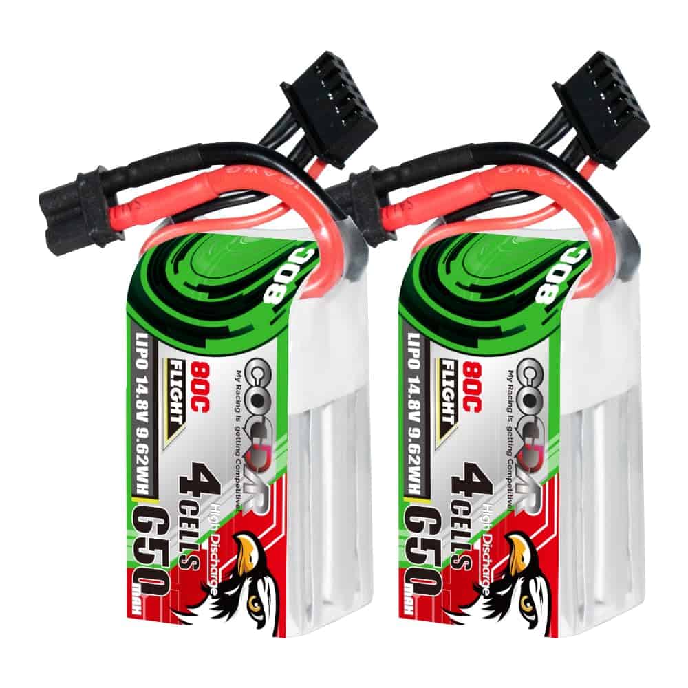 Paquete de 2 baterías LiPo de 650mAh 4S 14.8V 80C con XT30
