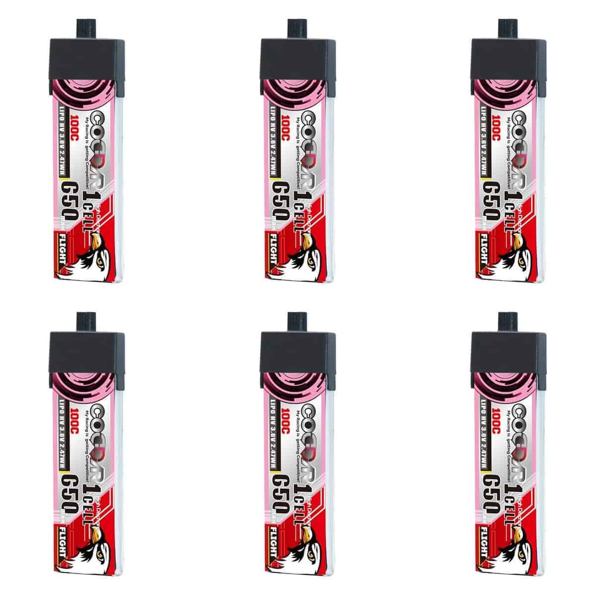 Paquete de 6 Baterías LiPo CODDAR A30 de 650mAh 1S 3.8V