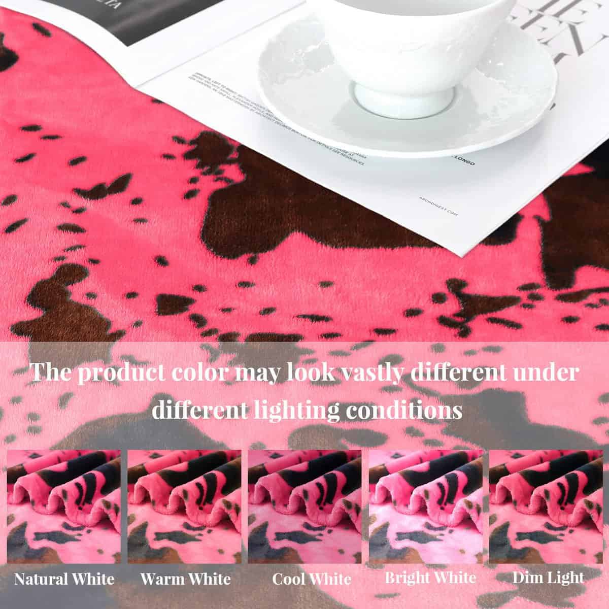 Manta Estampado de Vaca Tamaño Twin en Rosa Caliente Mantas - Imagen 8