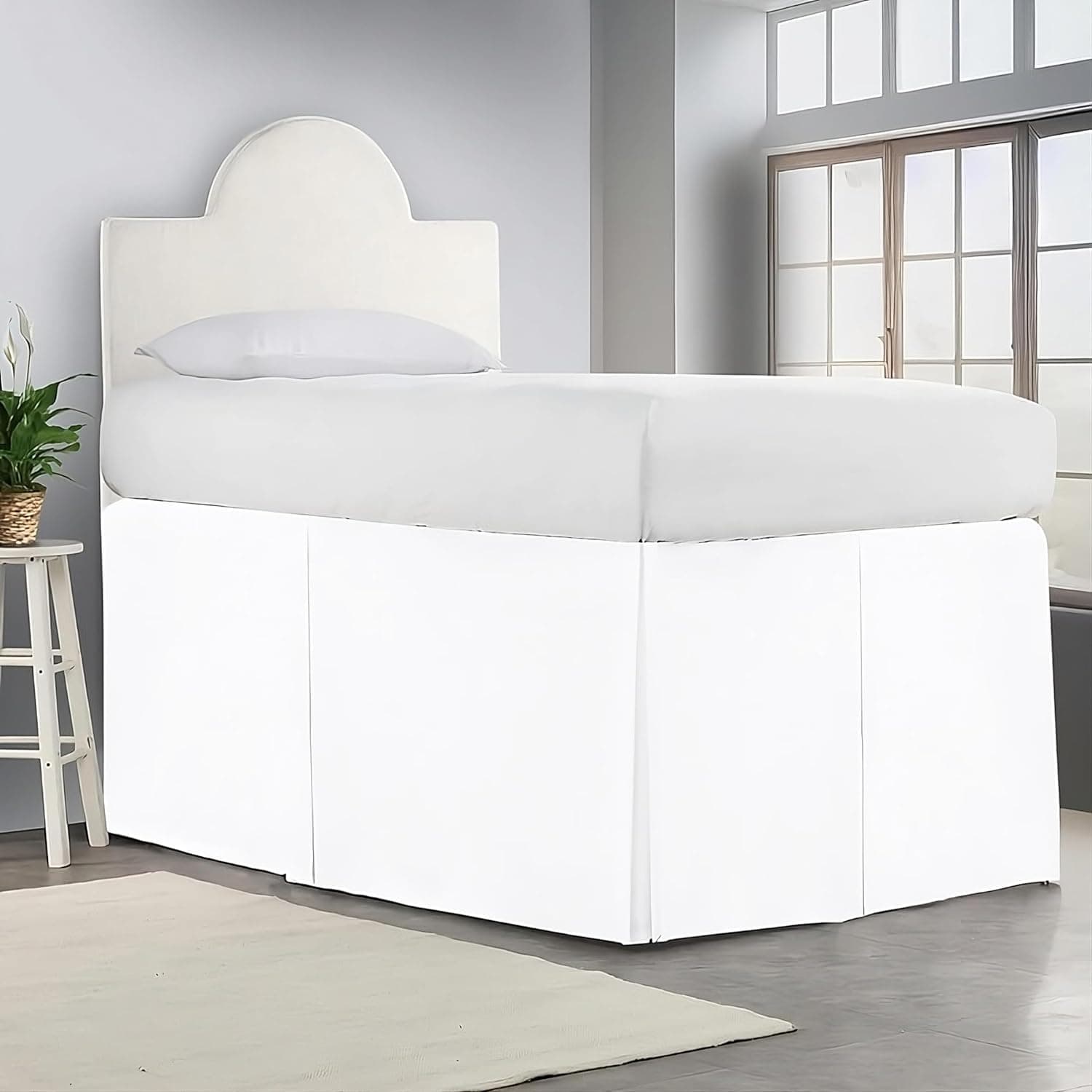 Faldón de Cama Plisado para Dormitorio - Tejido de Mezcla