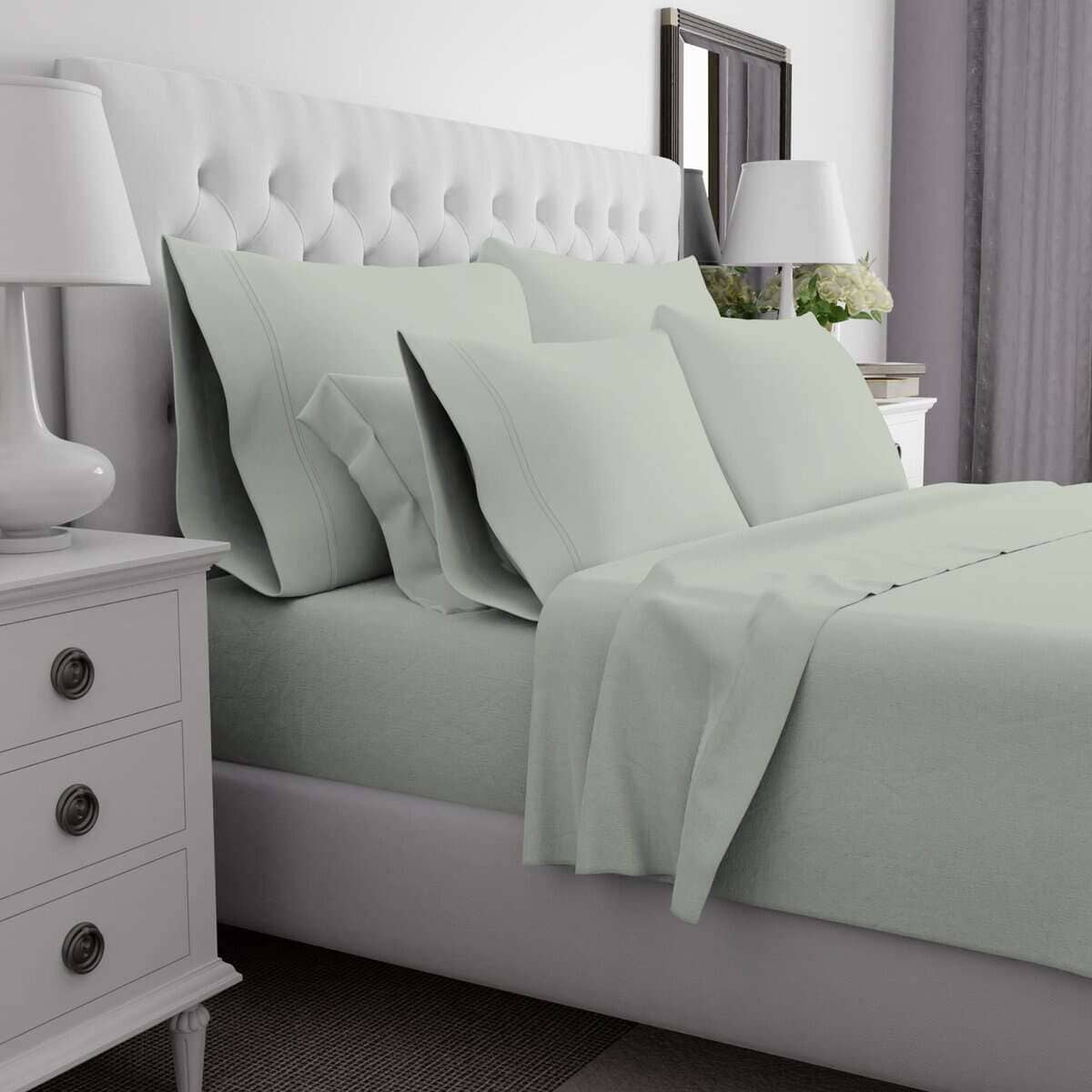 Juego de sábanas de algodón egipcio 100% Queen -Verde Claro