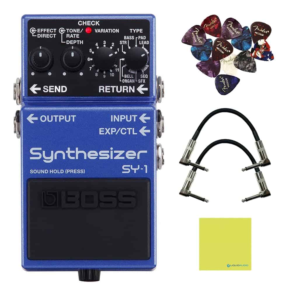 Pedal de sintetizador de guitarra Boss SY-1 Bundle con 2x