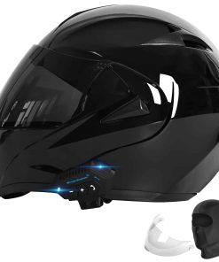 Casco de Motocicleta Modular Bluetooth Aprobado -Negro