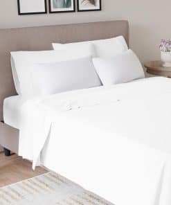 Juego de sábanas blancas AIREOLUX 100% algodón tamaño