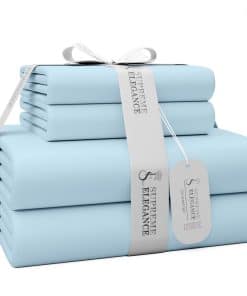 Juego de Sábanas de Algodón Gris Azulado de 1200 Hilos para