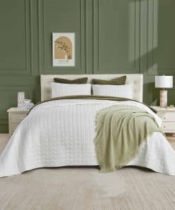 Juego de Edredón Blanco Maravilloso con Patrón Geométrico