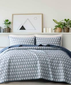 Juego de colcha floral azul increíble de algodón