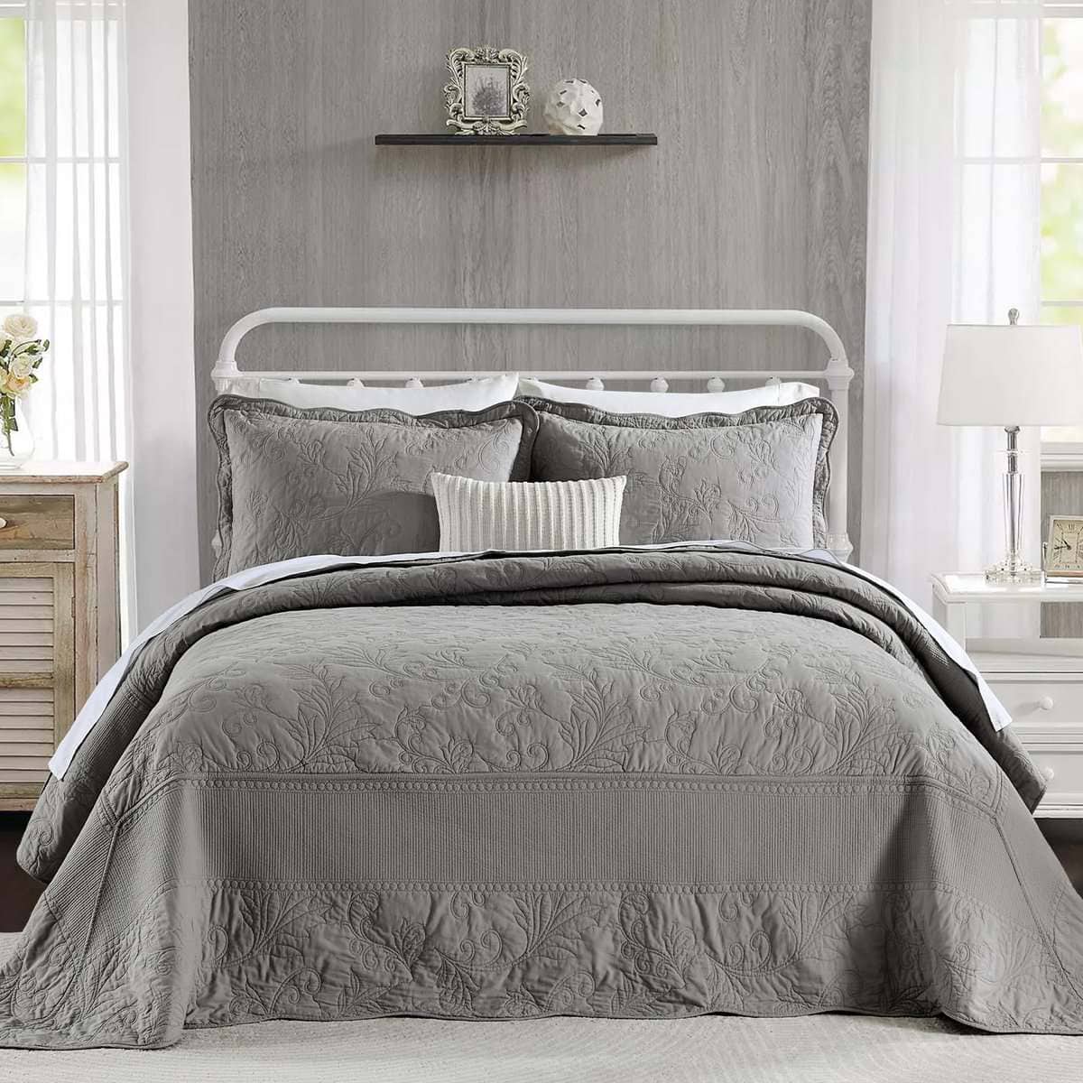 Colcha SahSahCasa 100% Algodón 120"x120" para Cama King de