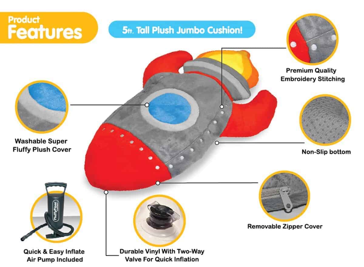 Cojín Inflable de Piso de Cohete Blast Off, Almohada de - Imagen 6