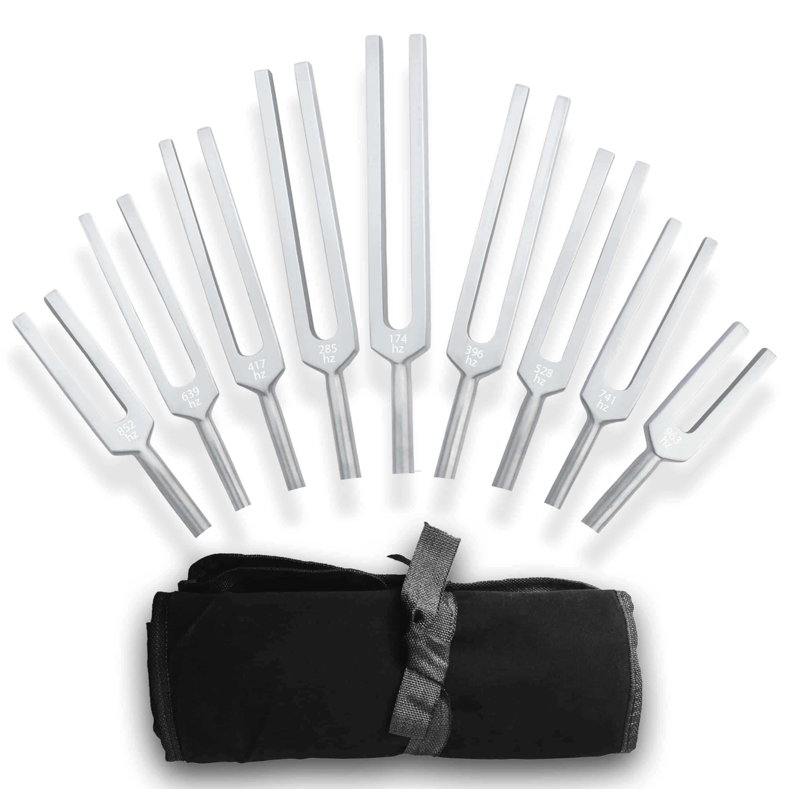 Juego de 11 Diapasones Solfeggio ABECIOUS para Sanación con