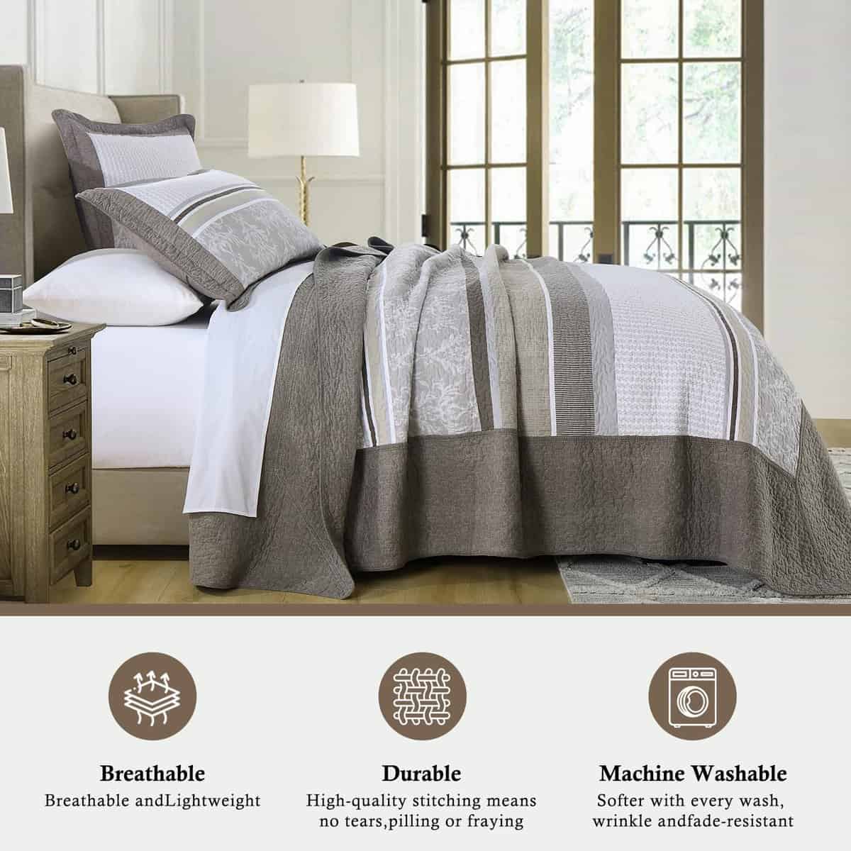 Colcha de Cama Farmhouse King Size 120"x120" - 100% Algodón - Imagen 7