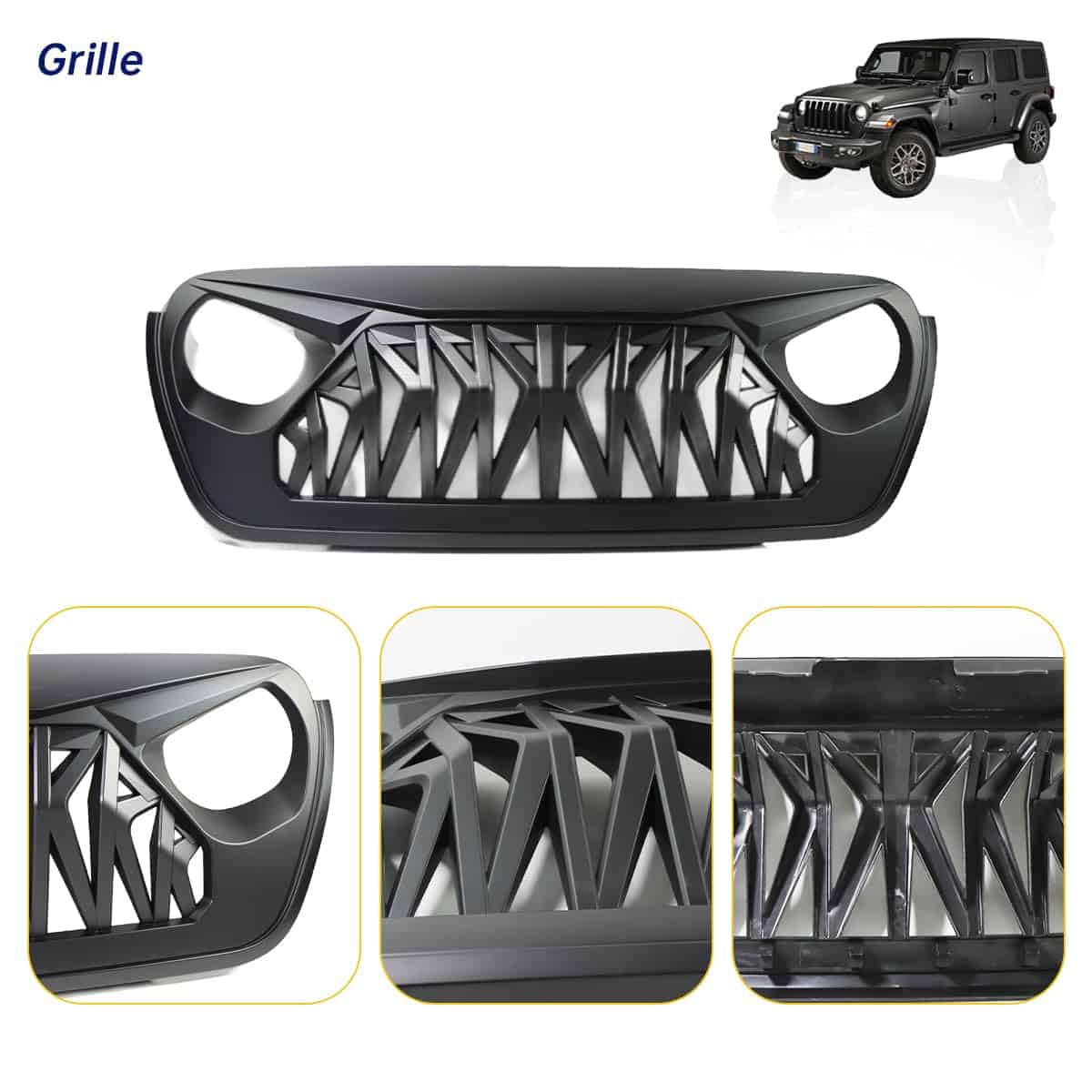 Parrilla Delantera de Tiburón Compatible con Jeep Wrangler - Imagen 8