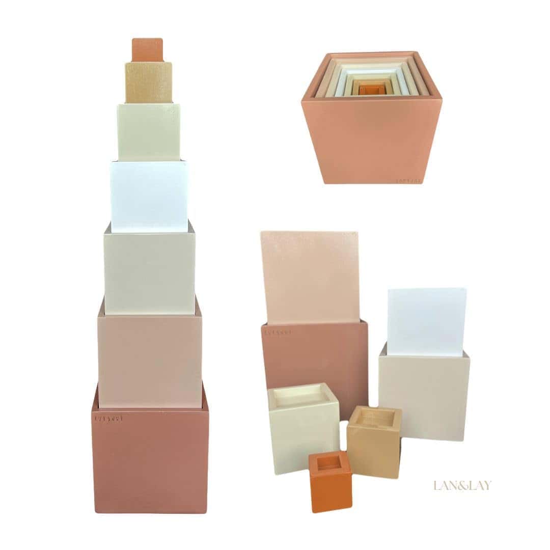 Bloques de Apilamiento LAN&Lay de Madera Anidados, Neutro |