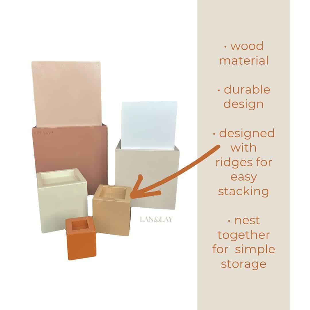 Bloques de Apilamiento LAN&Lay de Madera Anidados, Neutro | - Imagen 3