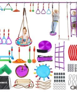 AOBOTE Ninja Warrior Obstacle Course for Kids, 56ft