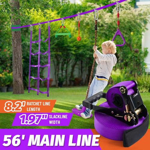 AOBOTE Ninja Warrior Obstacle Course for Kids-Slackline - Imagen 3