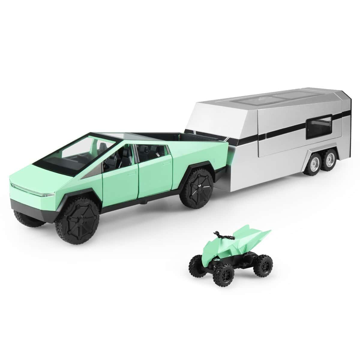 Camioneta Cybertruck con Remolque RV 1/32 de Metal Diecast