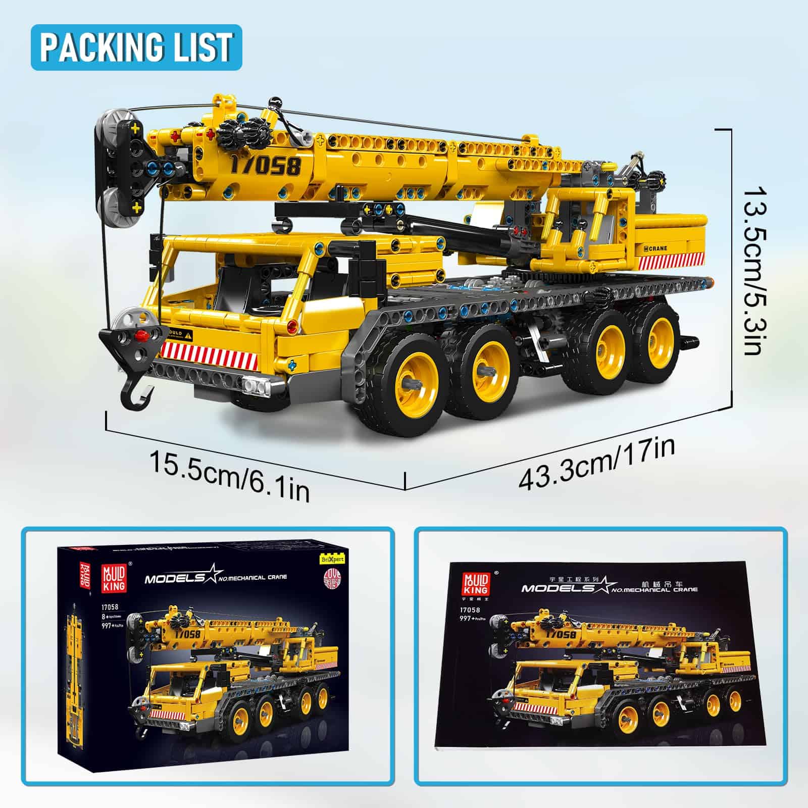 Mould King 17058 City Mobile Crane Truck Juguete Set de - Imagen 6