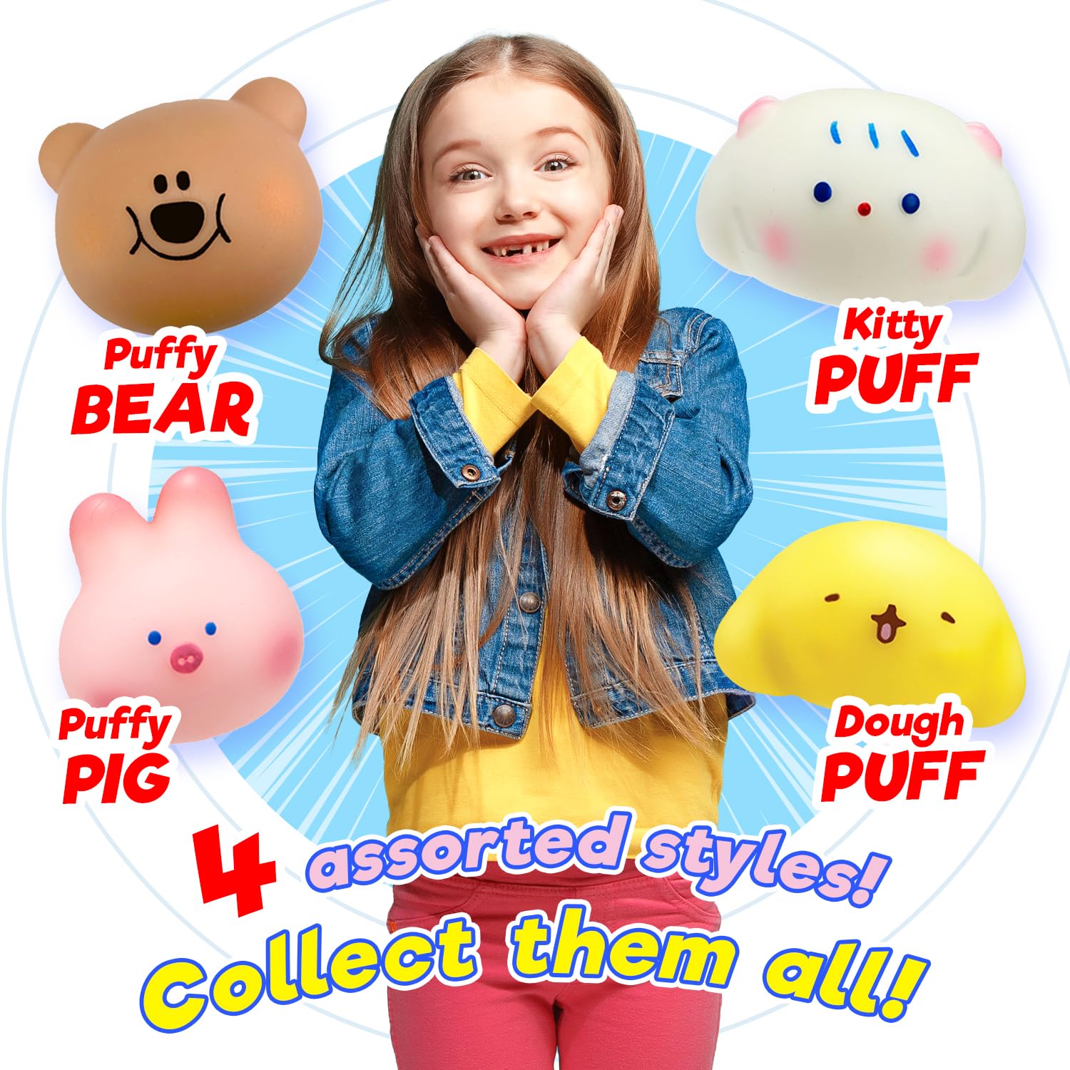 JA-RU Kawaii Animal Stress Balls Mochi Squishy Toy (12 - Imagen 3